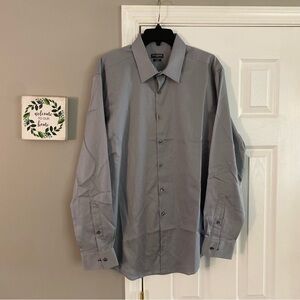 Van Heusen Flex Slim Fit Stretch Men’s Button Down Dress Shirt 17 1/2 34/35 Gray